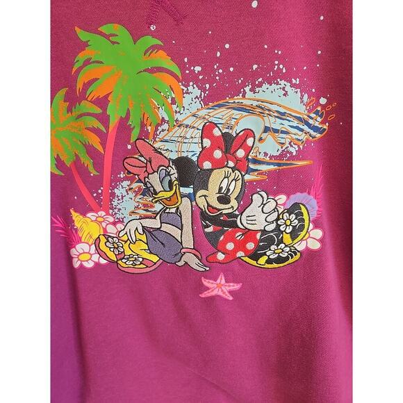 Disney Minnie Mouse and Daisy Duck Hot Pink Beach Crewneck — BoxLunch Small - Picture 3 of 11